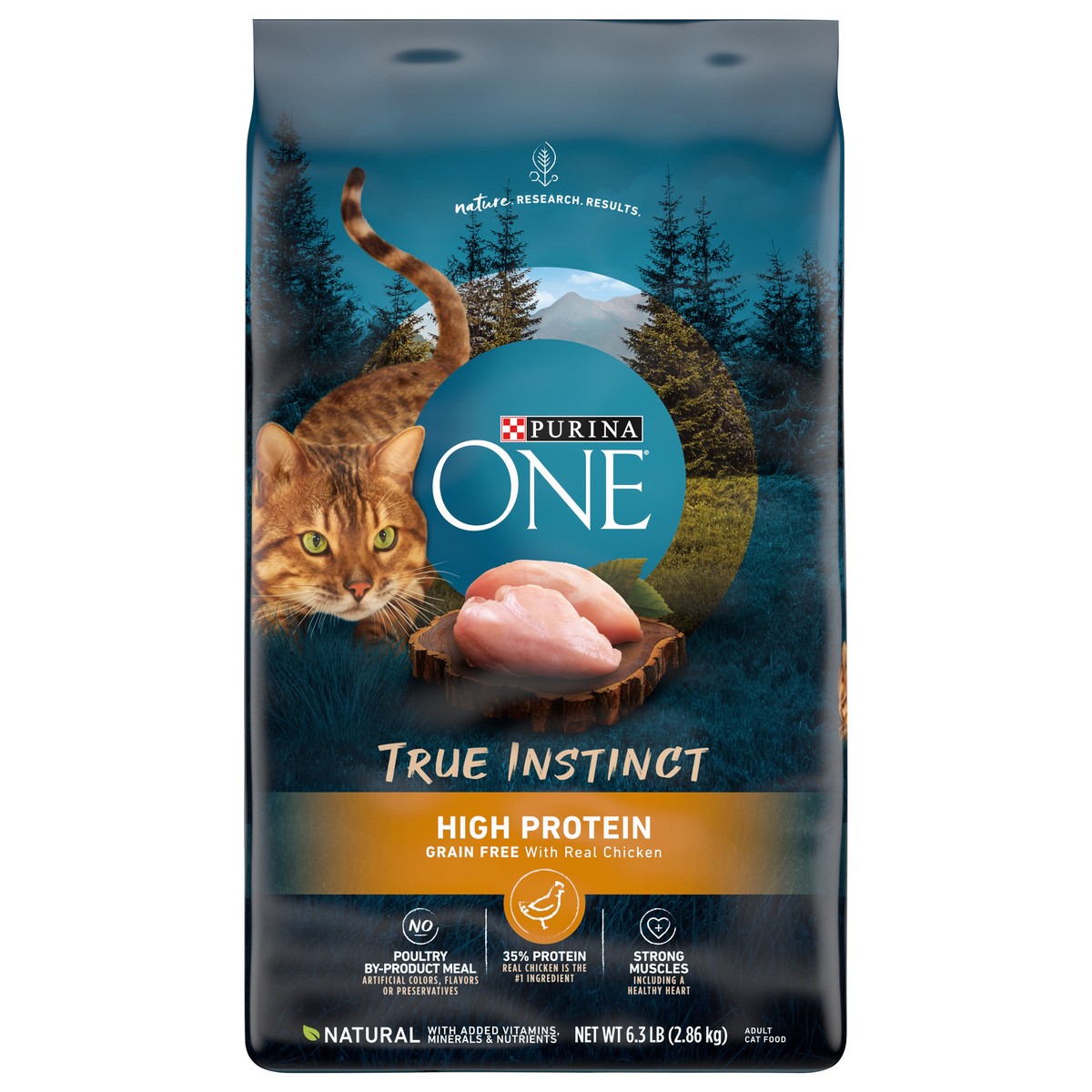 slide 1 of 9, Purina ONE Natural, High Protein, Grain Free Dry Cat Food, True Instinct With Real Chicken - 6.3 lb. Bag, 6.3 lb