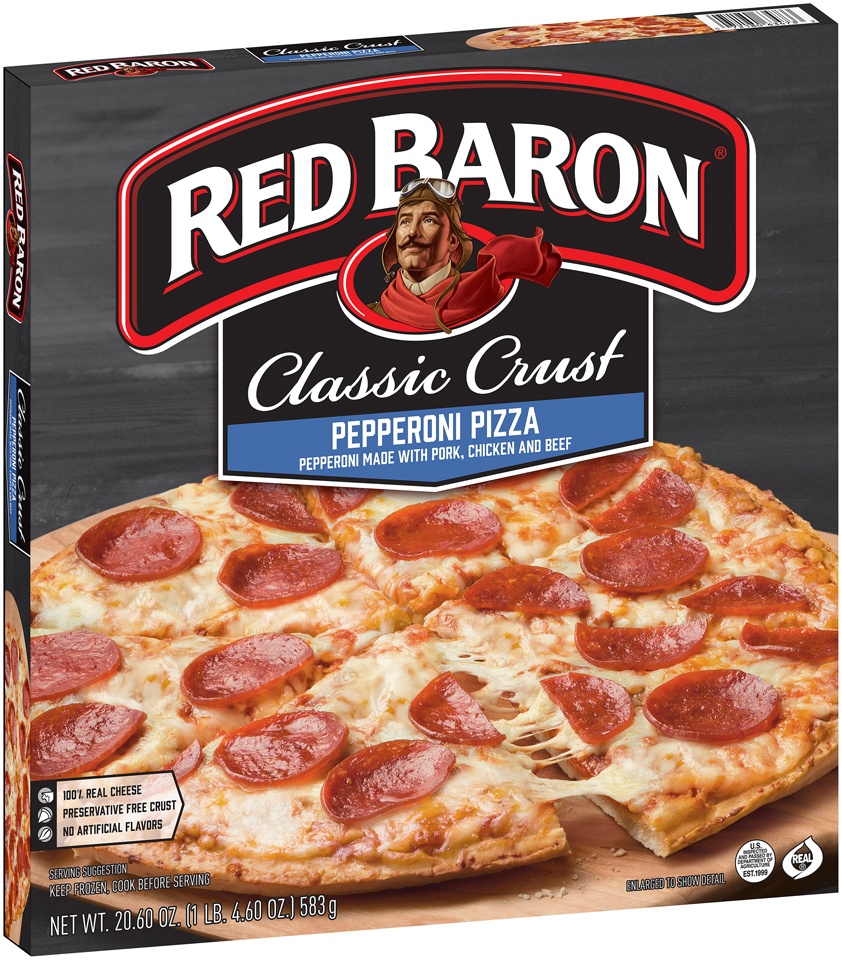 slide 2 of 9, Red Baron Pizzeria Style Classic Crust Pepperoni Pizza, 20 oz