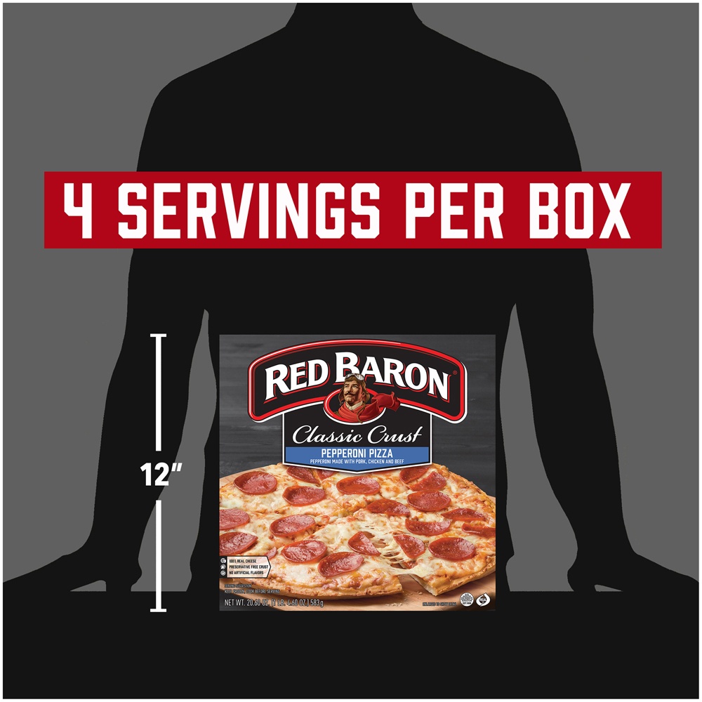slide 7 of 9, Red Baron Pizzeria Style Classic Crust Pepperoni Pizza, 20 oz