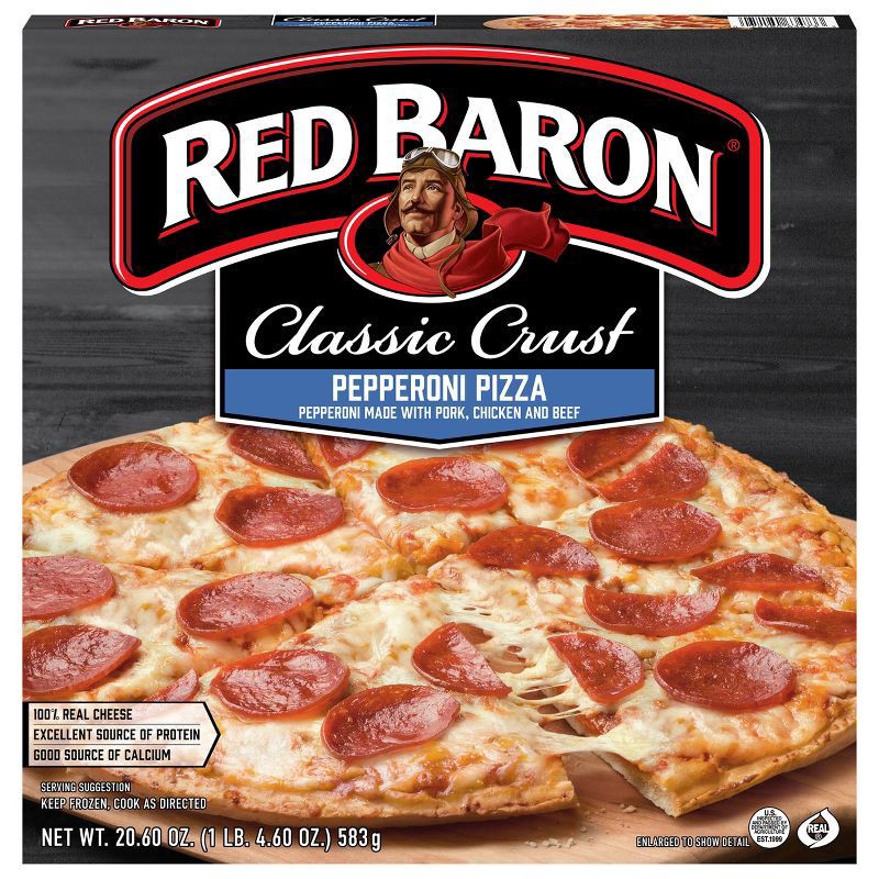 slide 1 of 5, Red Baron Pepperoni Classic Crust Frozen Pizza, 20.61 oz