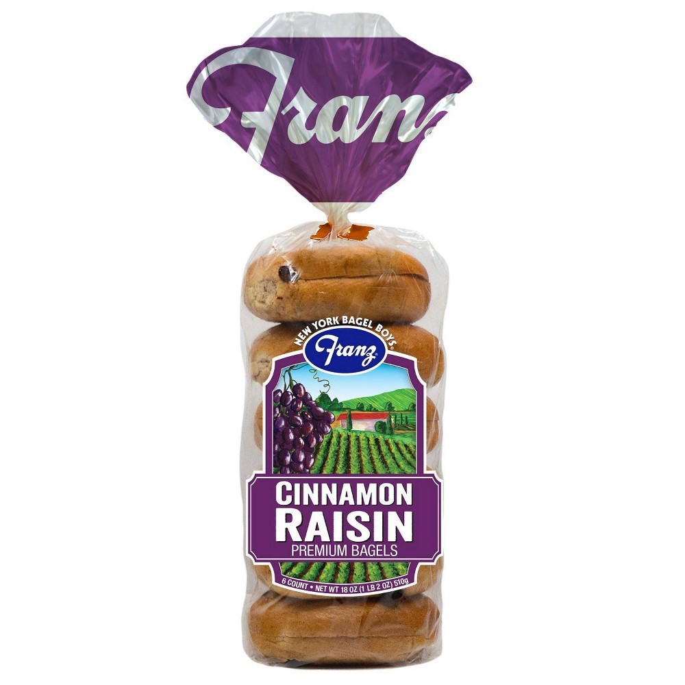 slide 3 of 5, Franz New York Cinnamon And Raisin Bagel, 6 ct; 20 oz