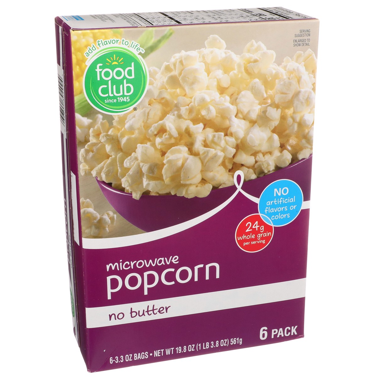 slide 2 of 9, Food Club No Butter Microwave Popcorn, 19.8 oz