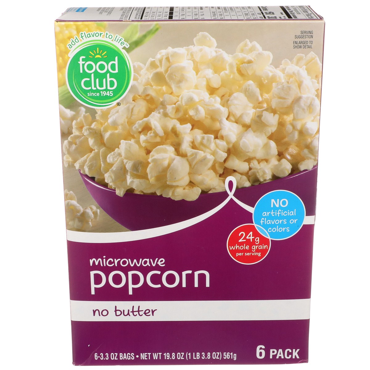 slide 1 of 9, Food Club No Butter Microwave Popcorn, 19.8 oz