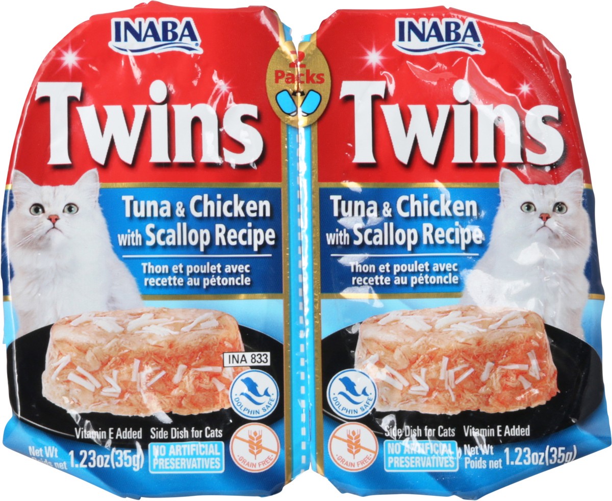 slide 2 of 9, Inaba Twins 2 Packs Tuna & Chicken with Scallop Recipe Side Dish for Cats 2 - 1.23 oz Packs, 2 ct