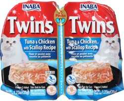 Inaba Twins Tuna & Chicken with Scallop Recipe Side Dish for Cats 2 - 1.23 oz Packs