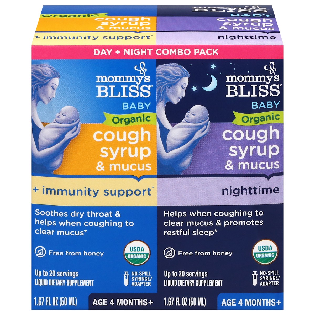 slide 1 of 9, Mommy's Bliss Organic Day & Night Baby Cough Syrup and Mucus Syrup Combo Pack - 1.67 fl oz/2 pk, 1.67 fl oz