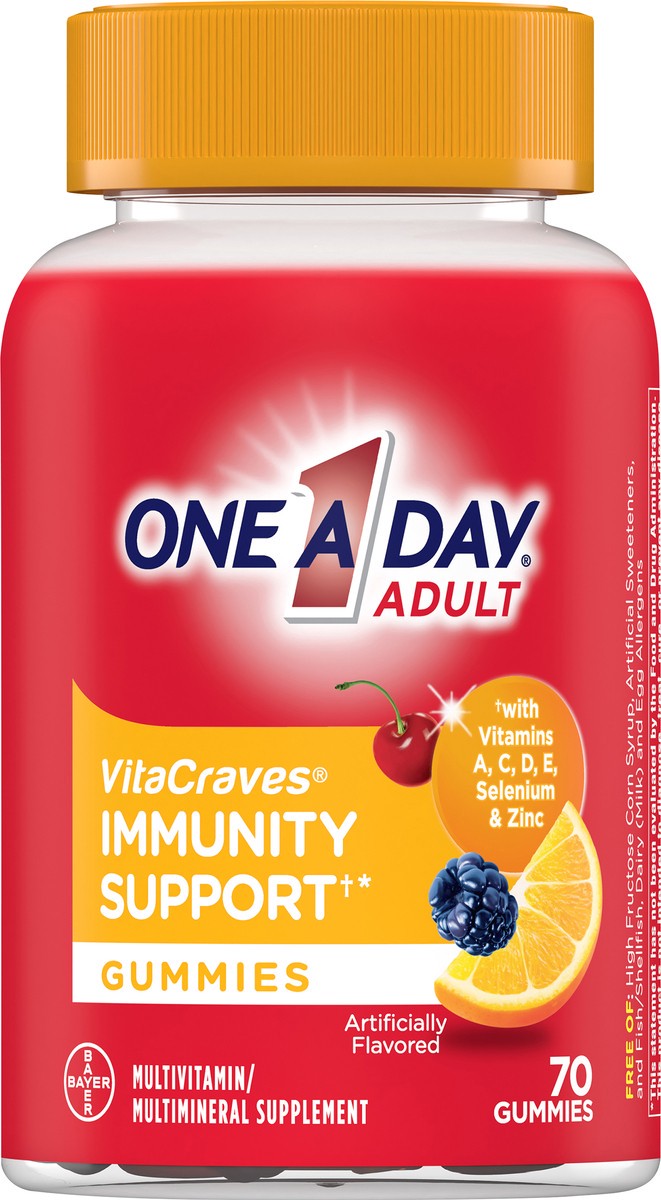 slide 5 of 8, One A Day Vitacraves Gummies Adult Immunity Support 70 ea Bottle, 70 ct