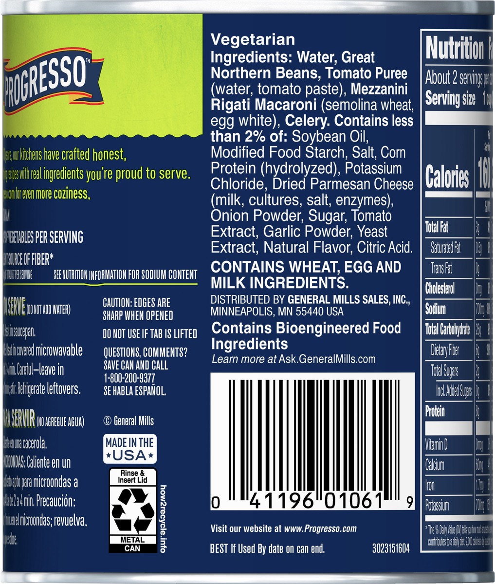 slide 7 of 9, Progresso Vegetable Classics, Macaroni & Bean Canned Soup, 19 oz., 19 oz