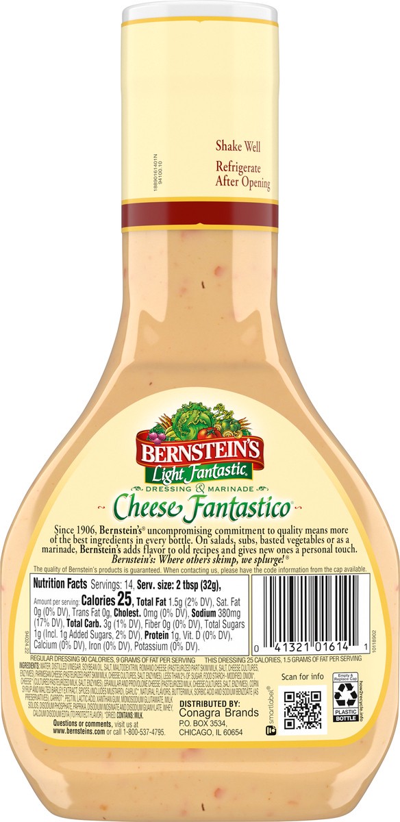 slide 10 of 10, Bernstein's BERNSTEINS Light Cheese Fantastico Salad Dressing And Marinade, 14 fl. oz., 14 fl oz