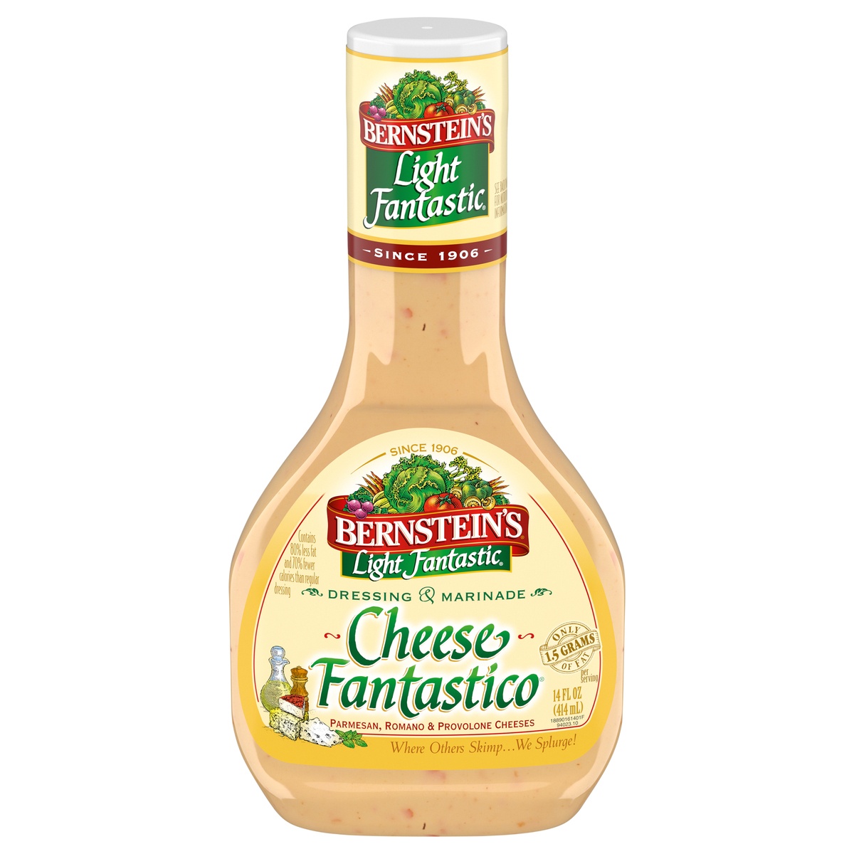 slide 1 of 2, Bernstein's Light Fantastic Cheese Fantastico Dressing & Marinade 14 fl oz, 14 fl oz