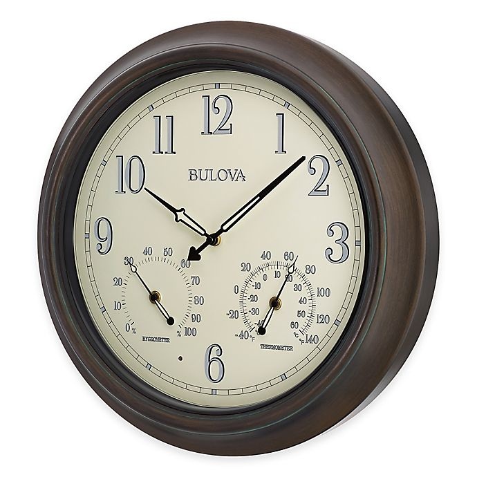 slide 1 of 2, Bulova Illuminated Indoor/Outdoor Wall Clock - Oil Rubbed Bronze, 28.75 in