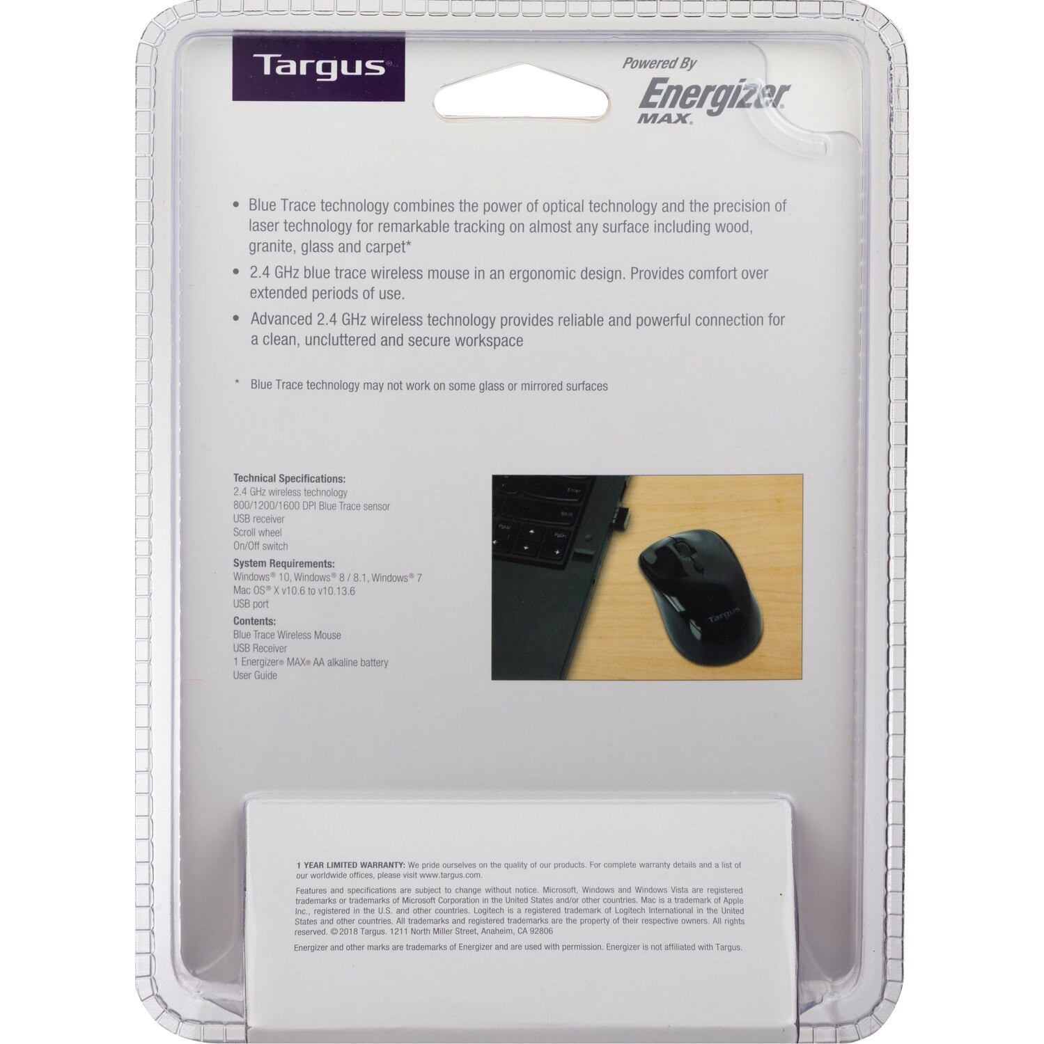 slide 4 of 5, Targus Blue Trace Wireless Mouse, 1 ct
