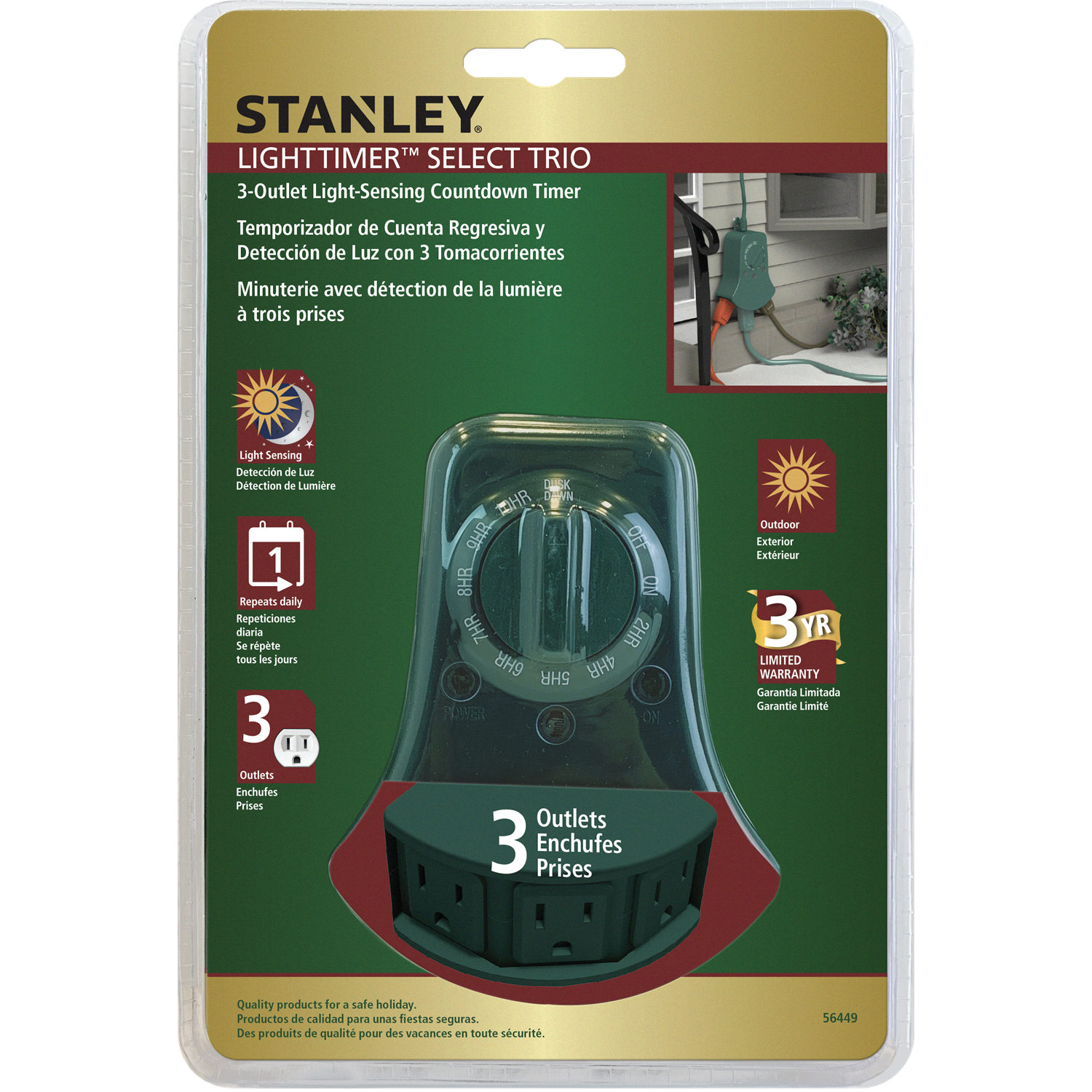 slide 1 of 2, STANLEY Light Timer Select Trio, 9 in