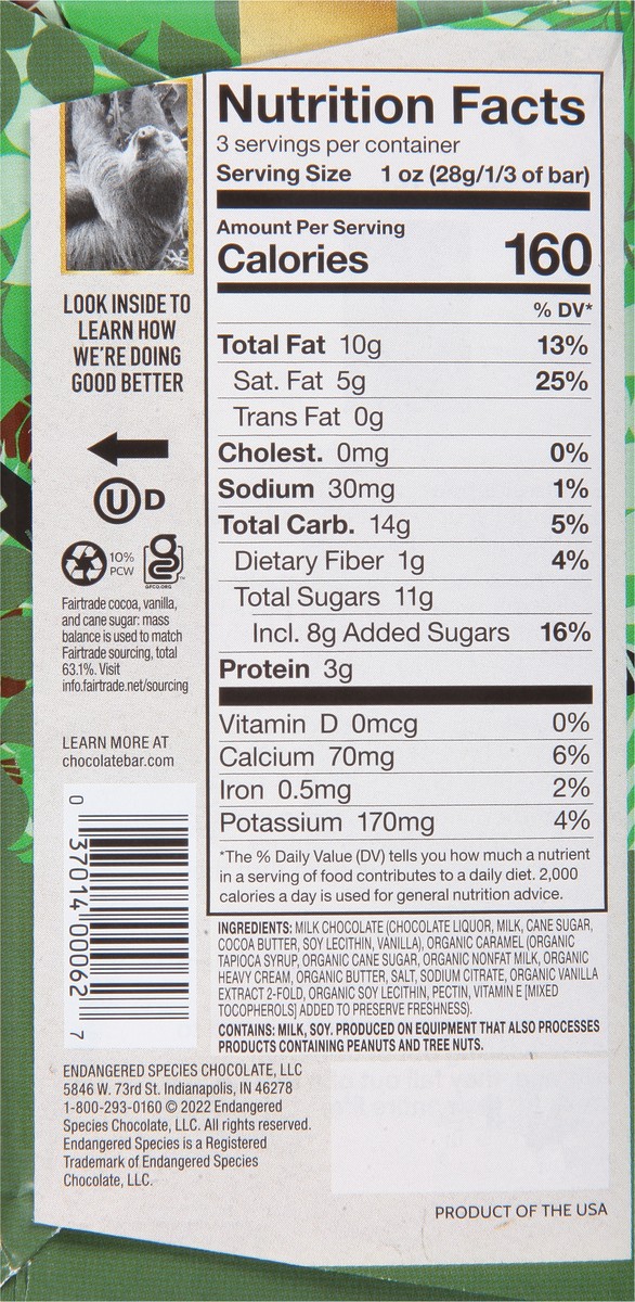 slide 7 of 11, Endangered Species Milk Chocolate Caramel Bar, 3 oz