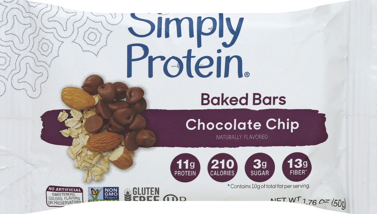 slide 2 of 8, SimplyProtein Baked Bars Chocolate Chip, 1.76 oz