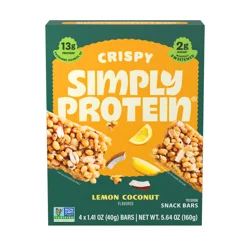 Simply Protein Lemon Coconut Crispy Snack Bars, 4 Pack