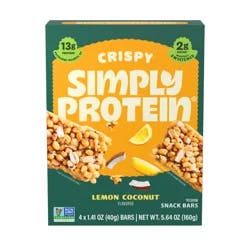 Simply Protein Lemon Coconut Crispy Snack Bars, 4 Pack