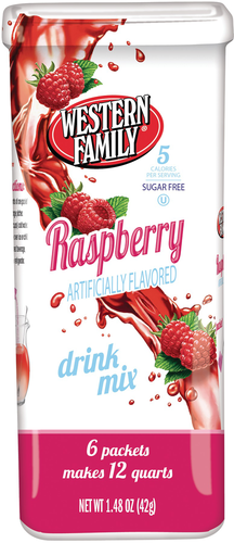 slide 1 of 1, Western Family Drink Mix Raspberry Sugar Free, 1.48 oz