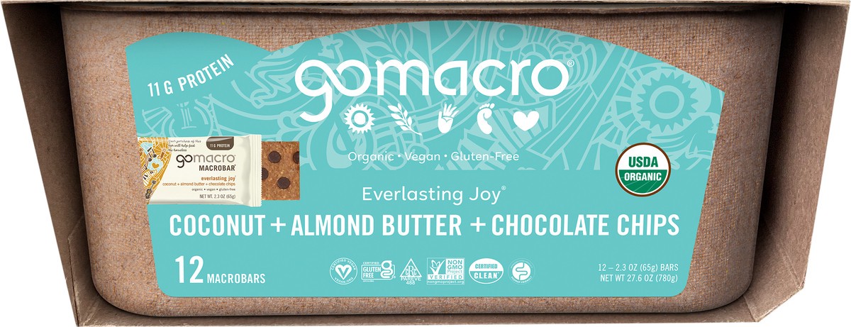 slide 10 of 11, GoMacro Coconut + Almond Butter + Chocolate Chips MacroBar 12ct Tray, 27.6 oz