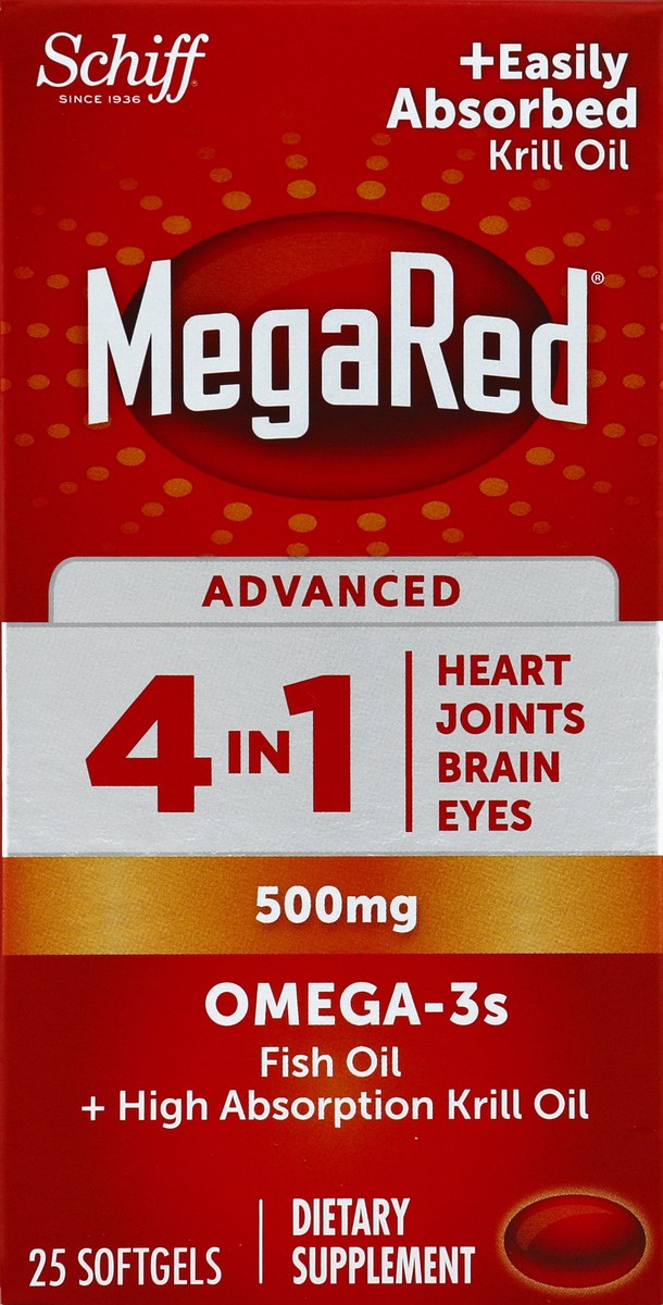 slide 5 of 6, MegaRed Advanced 500 mg Omega-3s 25 Softgel, 25 ct