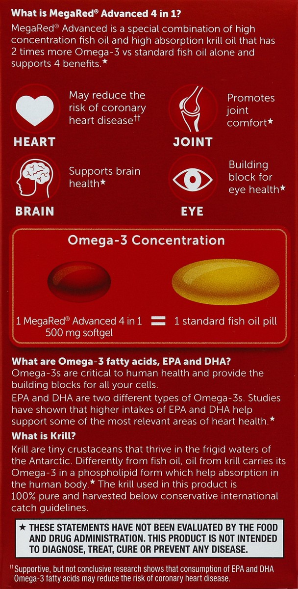 slide 6 of 6, MegaRed Advanced 500 mg Omega-3s 25 Softgel, 25 ct