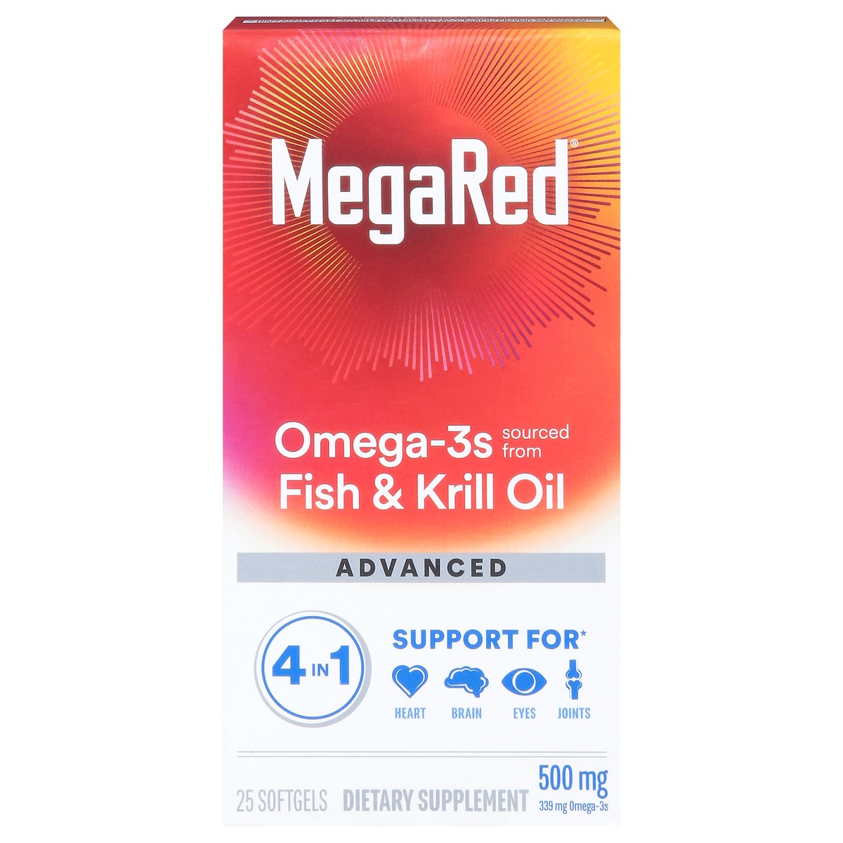 slide 1 of 6, MegaRed Advanced 500 mg Omega-3s 25 Softgel, 25 ct