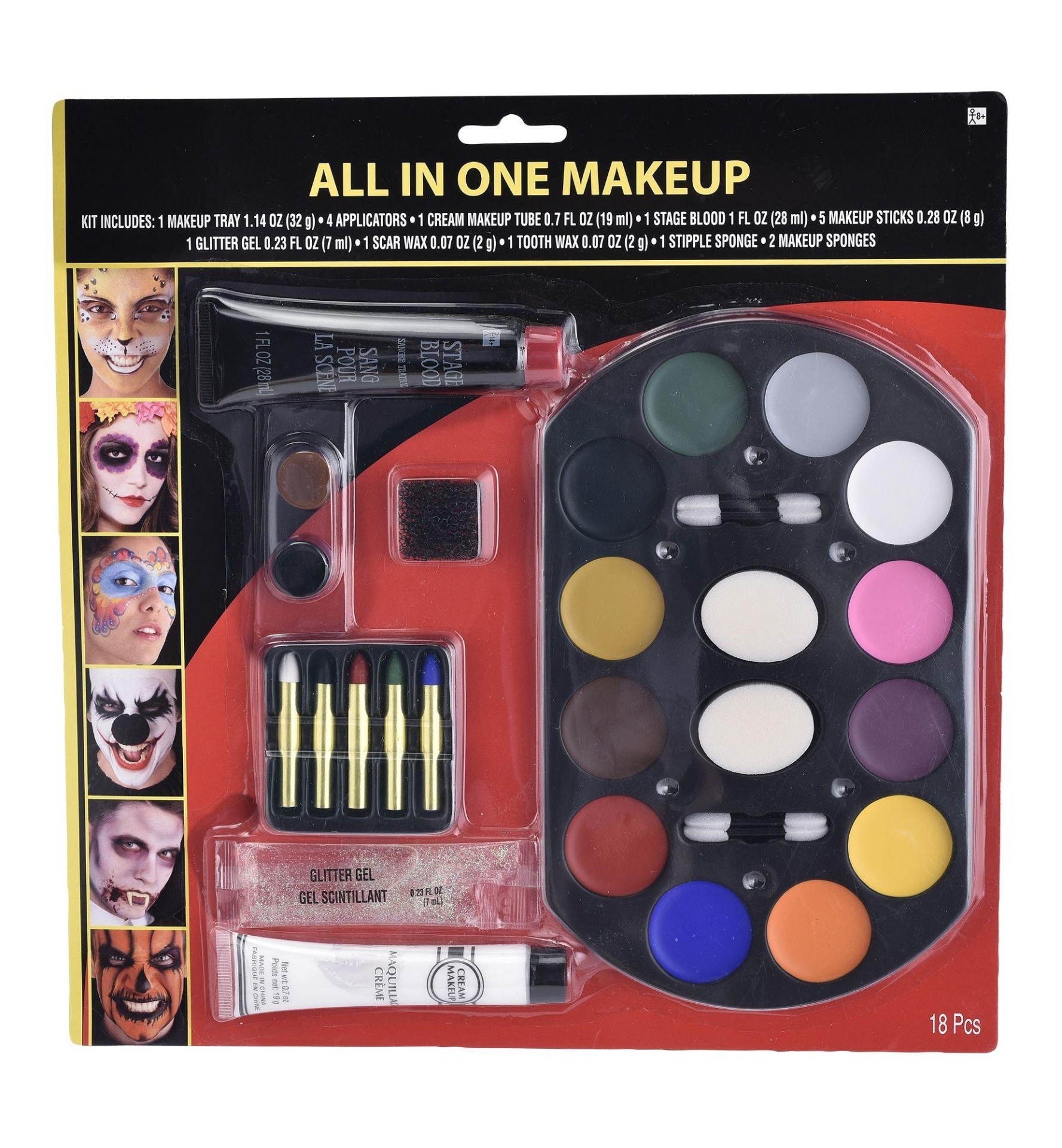slide 1 of 1, Party City All In One Halloween Makeup Kit, 18 ct