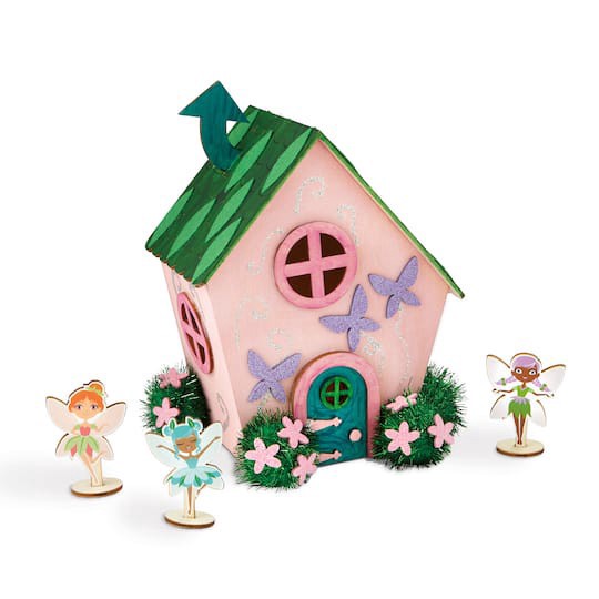 slide 1 of 4, Fairy House Color-In 3d Wood Puzzle By Creatology, makes 1 fairy house