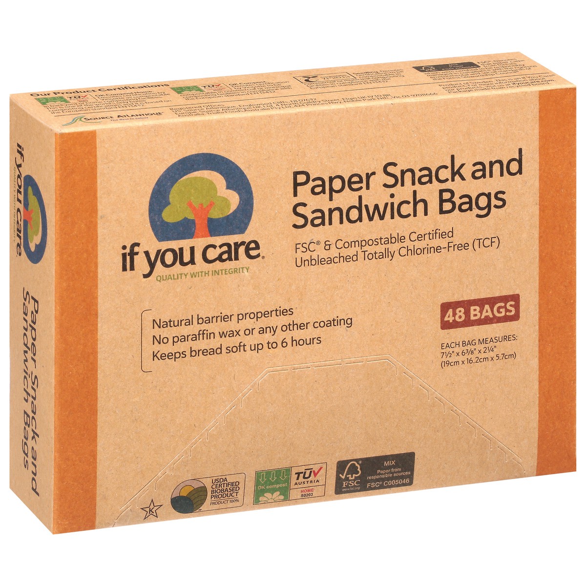 slide 5 of 12, If You Care Paper Snack And Sandwich Bags, 48 ct