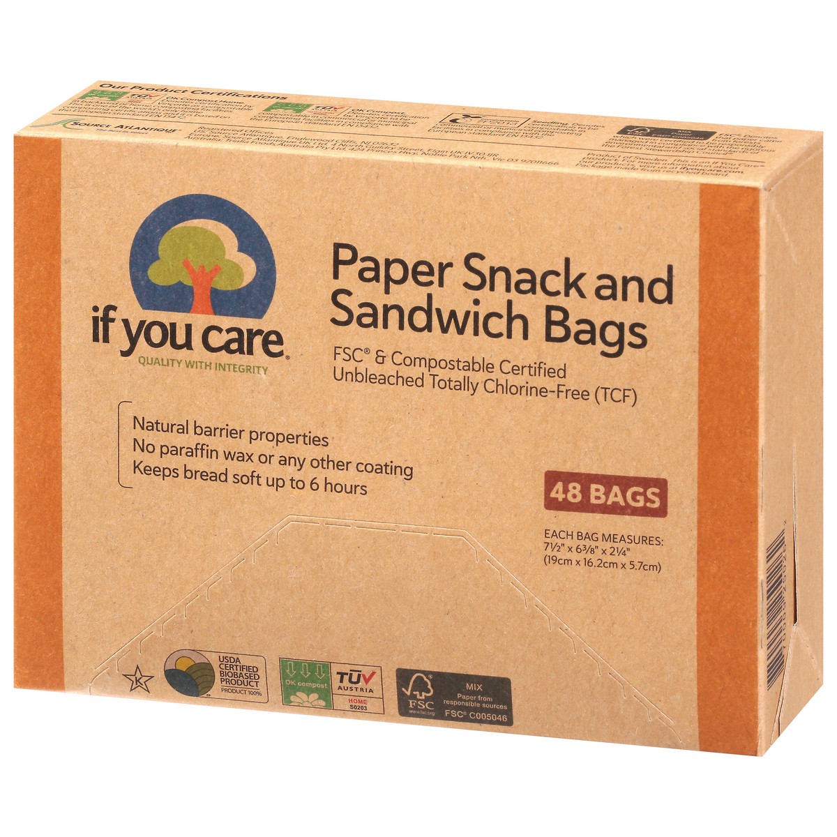slide 9 of 12, If You Care Paper Snack And Sandwich Bags, 48 ct