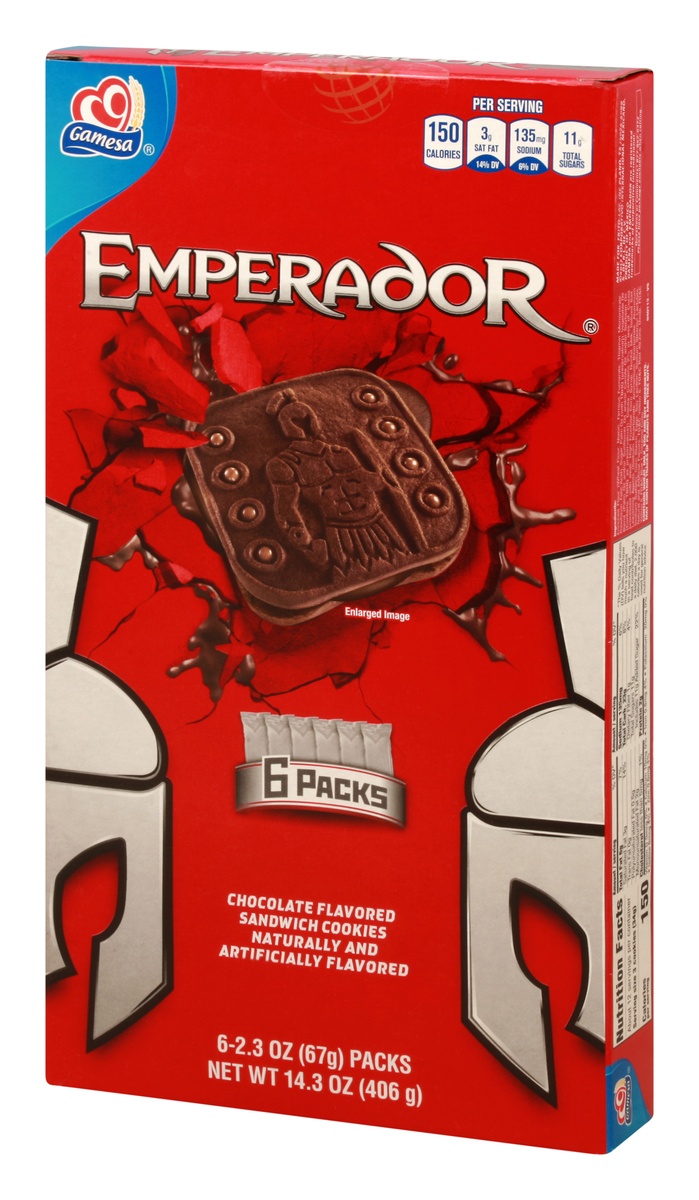 slide 4 of 10, Gamesa Emperador Chocolate Creme Sandwich Cookies, 14.34 oz