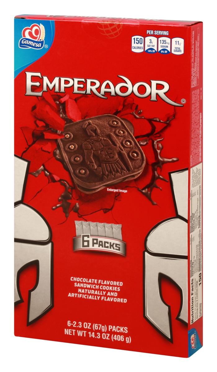 slide 3 of 10, Gamesa Emperador Chocolate Creme Sandwich Cookies, 14.34 oz