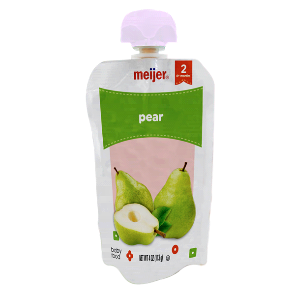 slide 1 of 1, Meijer Pear Baby Food Pouch, 4 oz