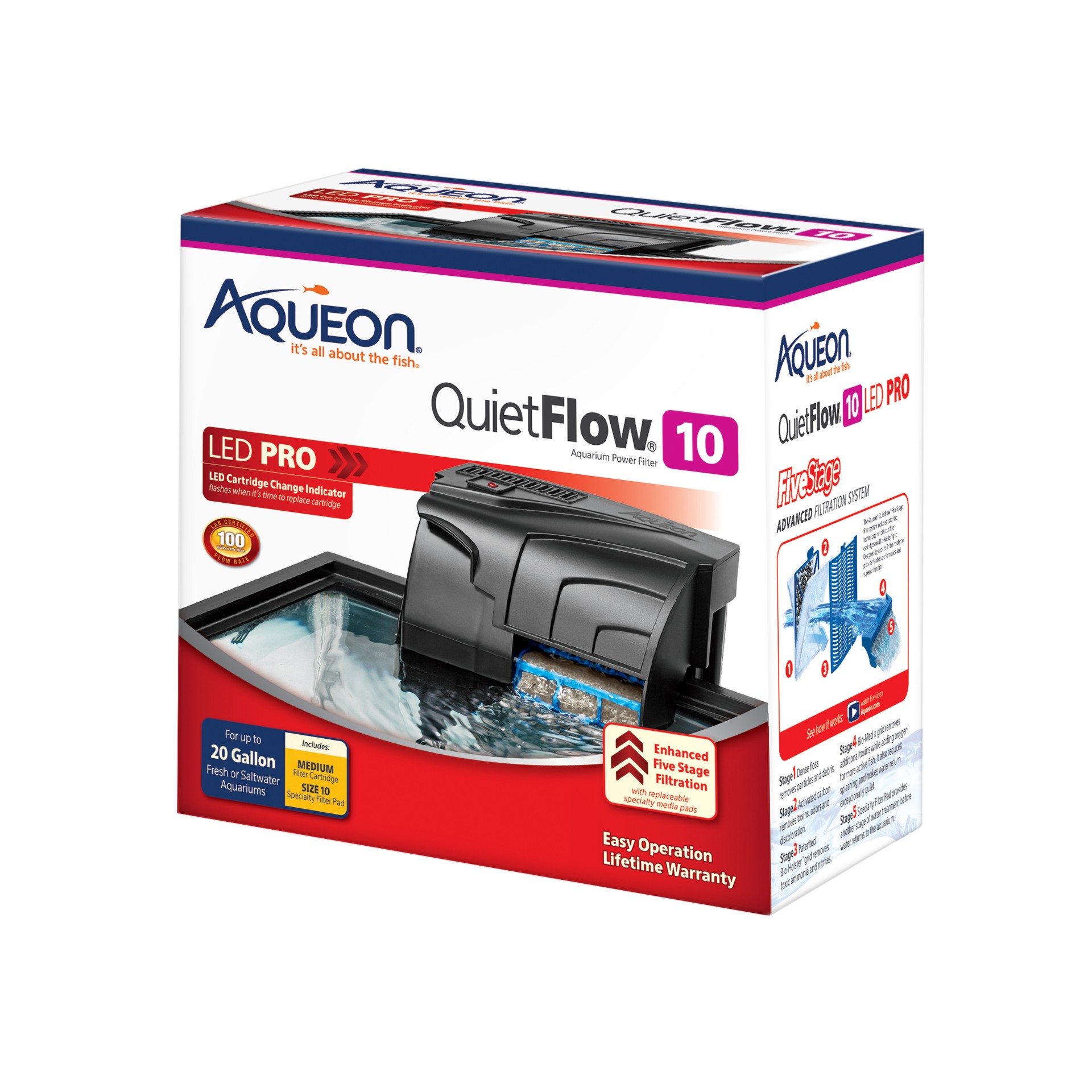 slide 1 of 10, Aqueon QuietFlow LED PRO Aquarium Power Filter Size 10, 1 ct