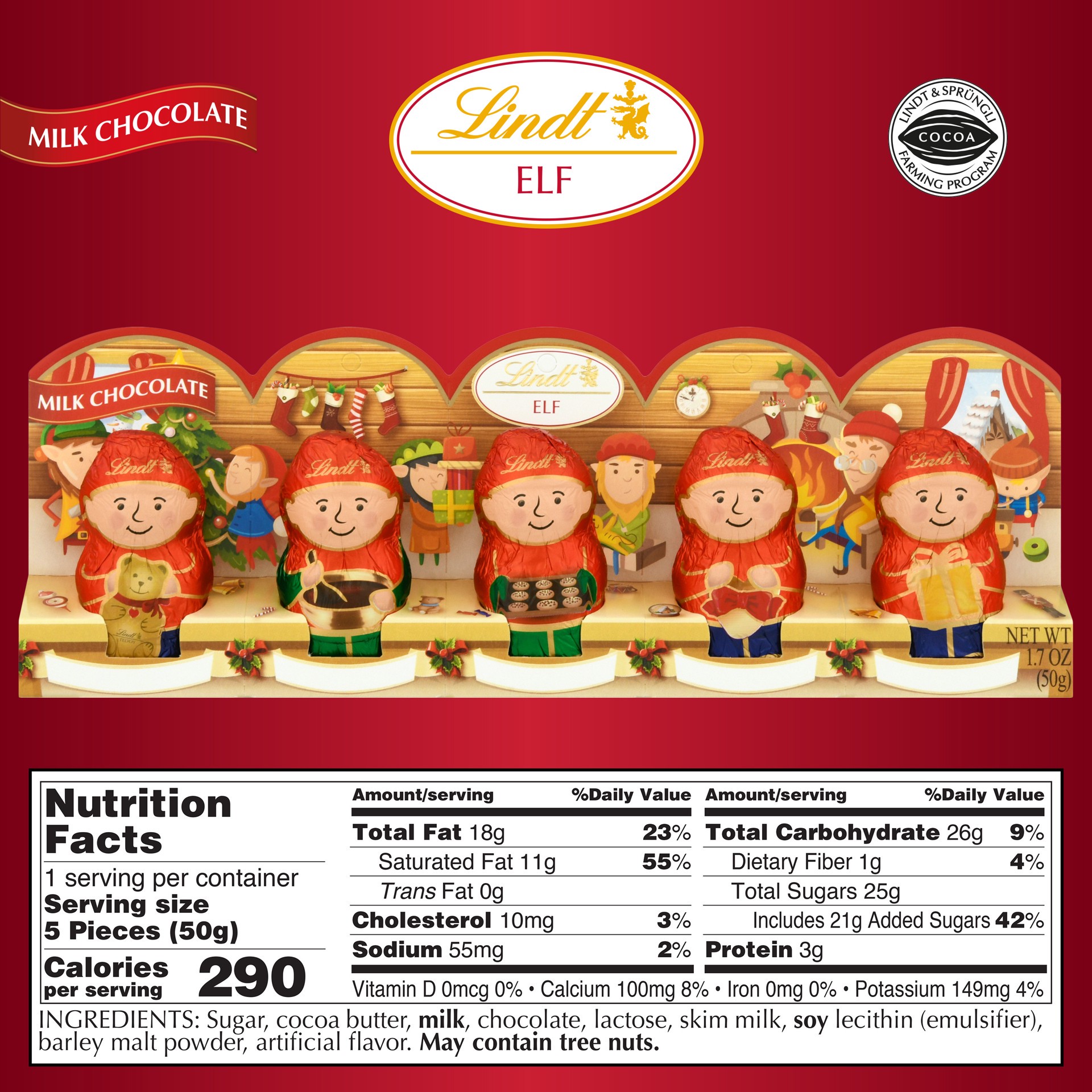 slide 2 of 4, Lindt Elf Milk Chocolate 1.7 oz, 1.7 oz