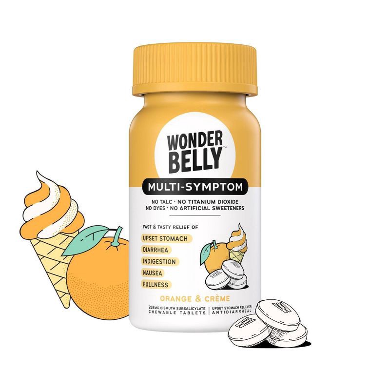 slide 1 of 9, Wonderbelly Multi Digestive Symptom Tablets - Orange & Creme - 48ct, 48 ct