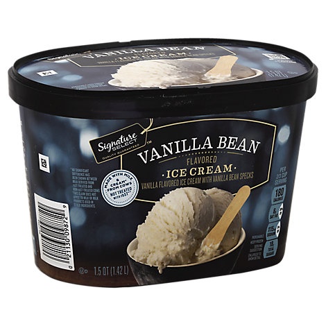 slide 1 of 1, Signature Select Ice Cream Vanilla Bean, 1.5 qt