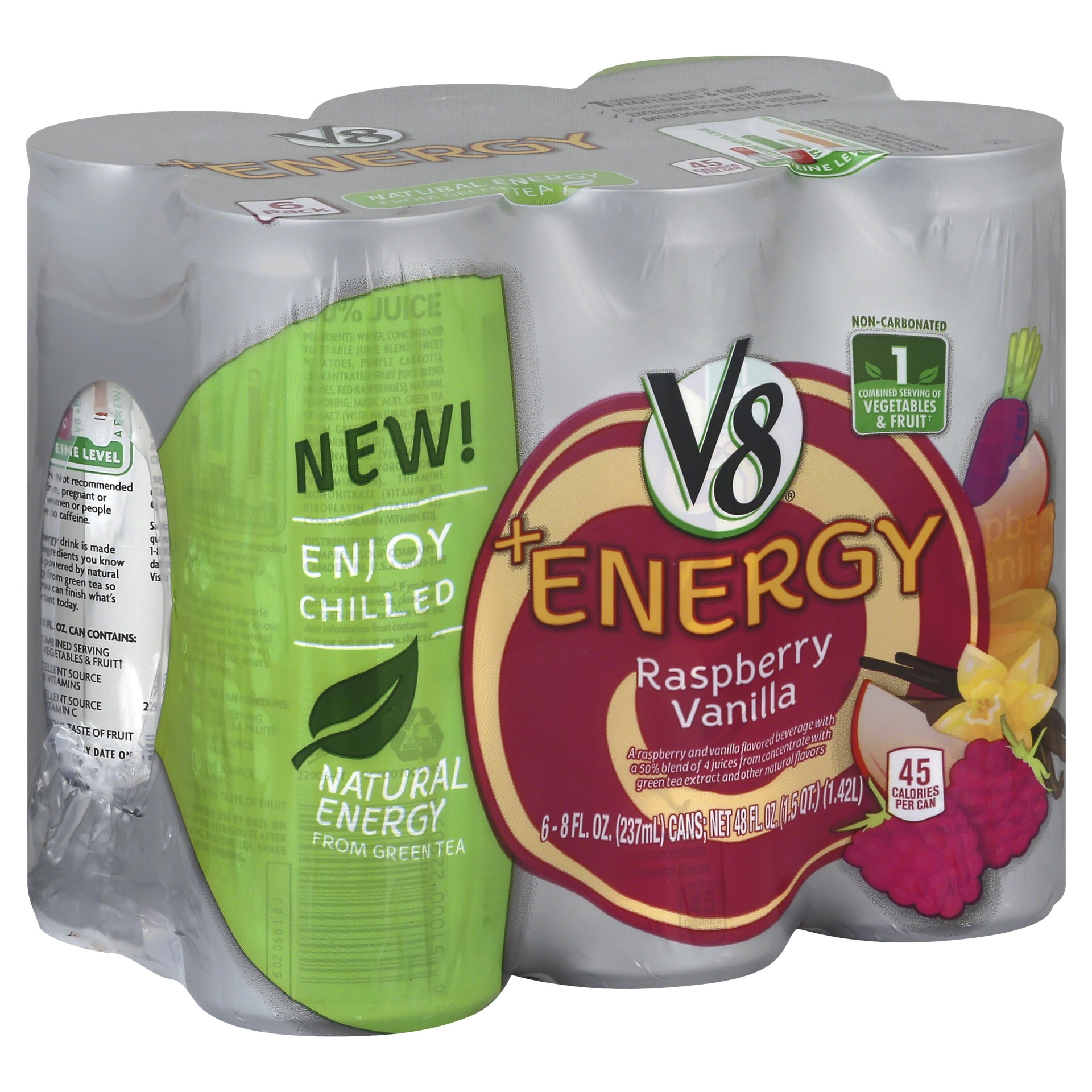 slide 1 of 1, V8 +Energy Raspberry Vanilla, 6 ct; 8 fl oz