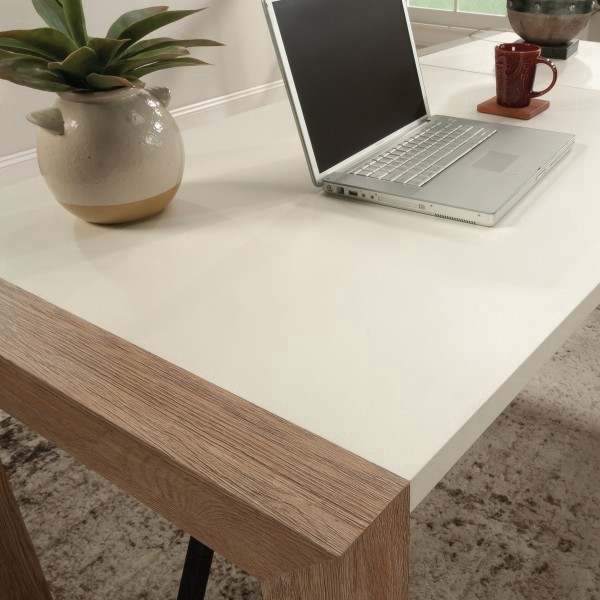 slide 9 of 10, Sauder Dixon City 66""W L-Shaped Computer Desk With Drawers, Brushed Oak/Pebble White, 1 ct