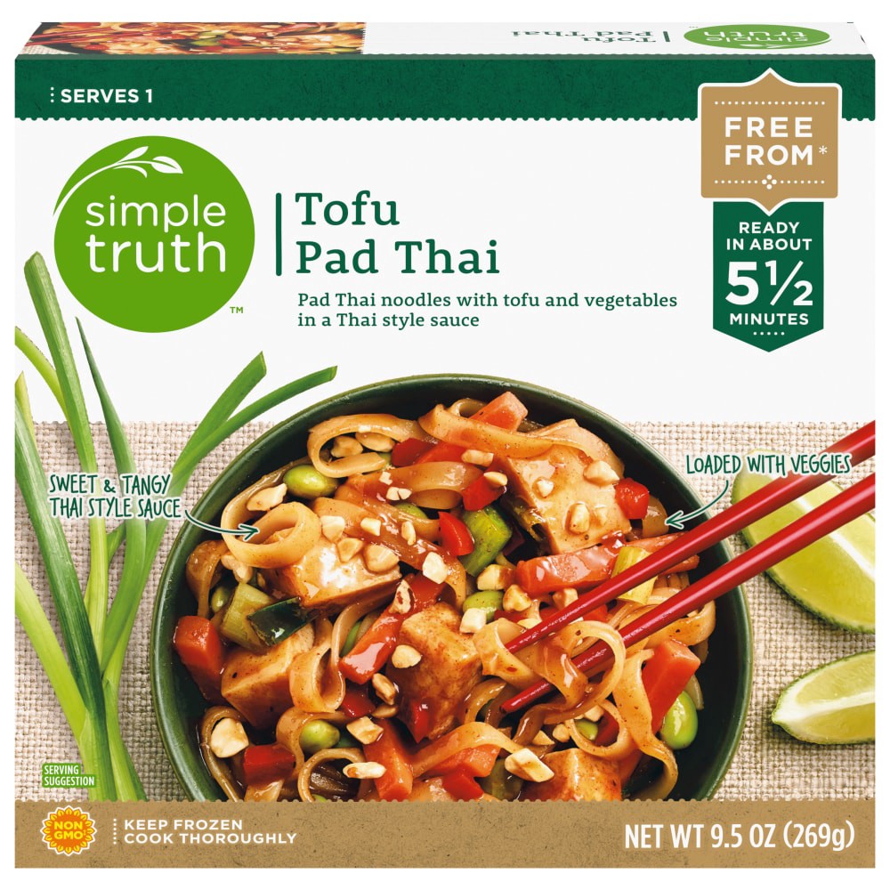 slide 1 of 3, Simple Truth Tofu Pad Thai Frozen Meal, 9.5 oz