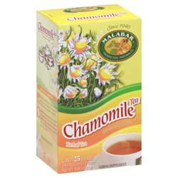 Malabar Productos Naturales Tea Bags Chamomile Herbal Tea 25 - 0.04 oz Tea Bags