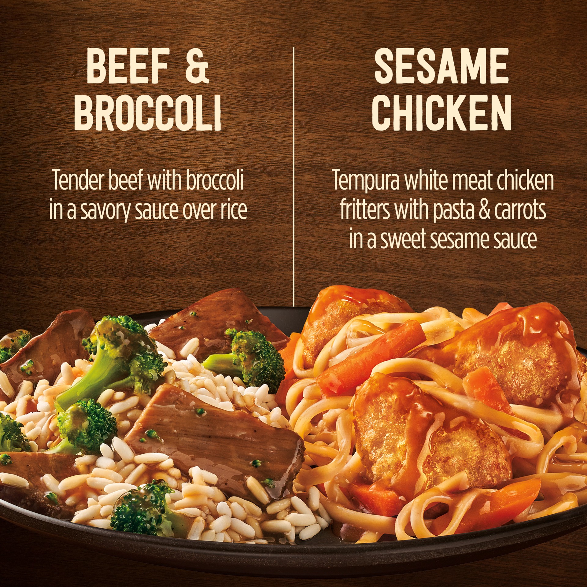 slide 3 of 5, Marie Callender's Duos Beef & Broccoli/Sesame Chicken Meals 14 oz, 14 oz