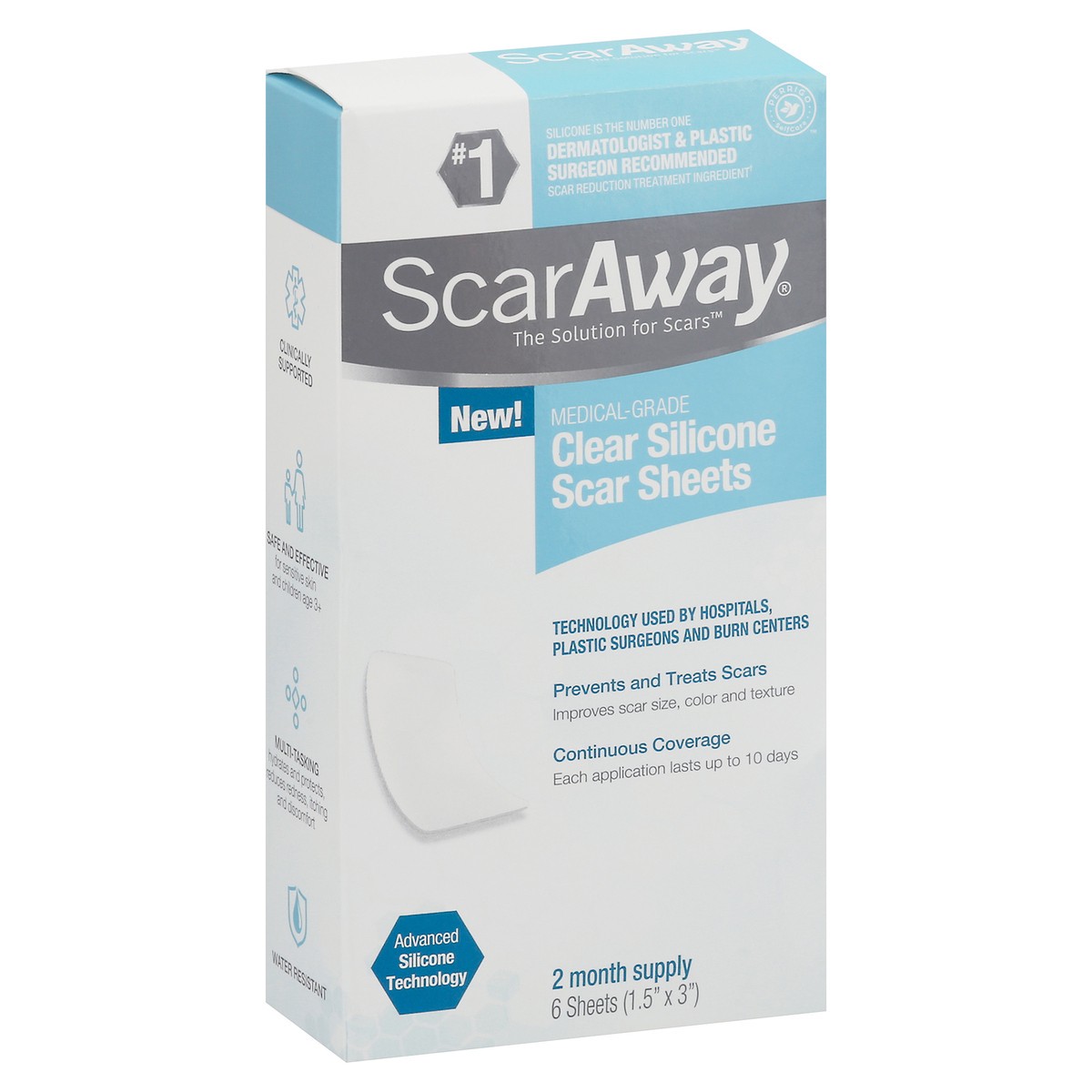 slide 2 of 9, ScarAway Clear Silicone Scar Sheets 6 ea, 6 ct