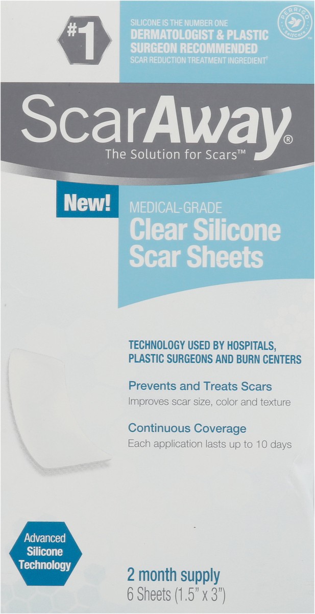 slide 6 of 9, ScarAway Clear Silicone Scar Sheets 6 ea, 6 ct