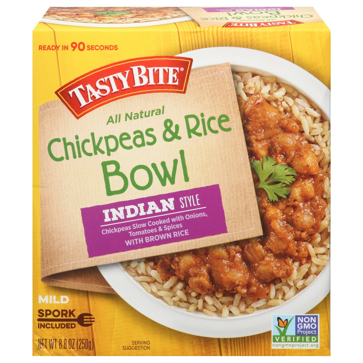 slide 1 of 9, Tasty Bite Indian Style Mild Chickpeas & Rice Bowl 8.8 oz, 1 ct