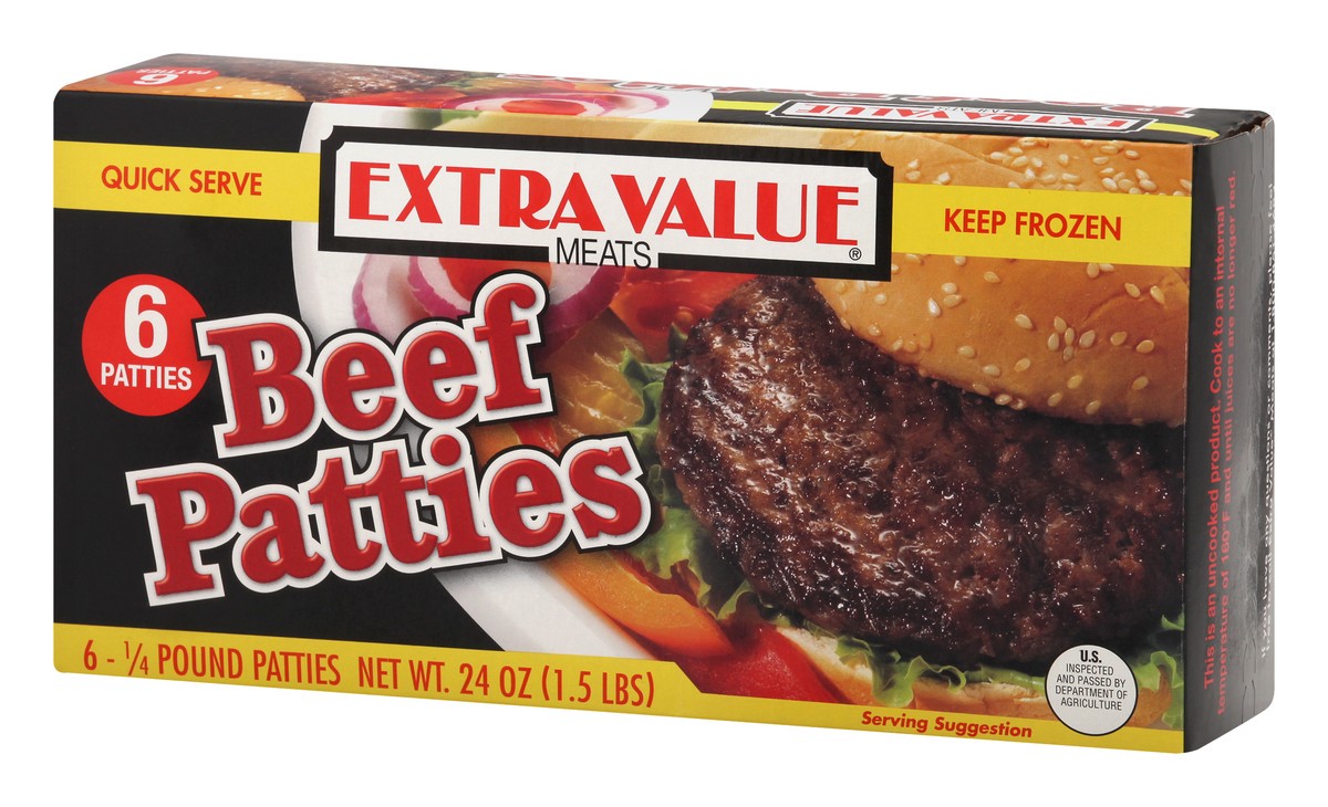 slide 7 of 13, Extra Value Meats Patties 6 ea, 6 ct