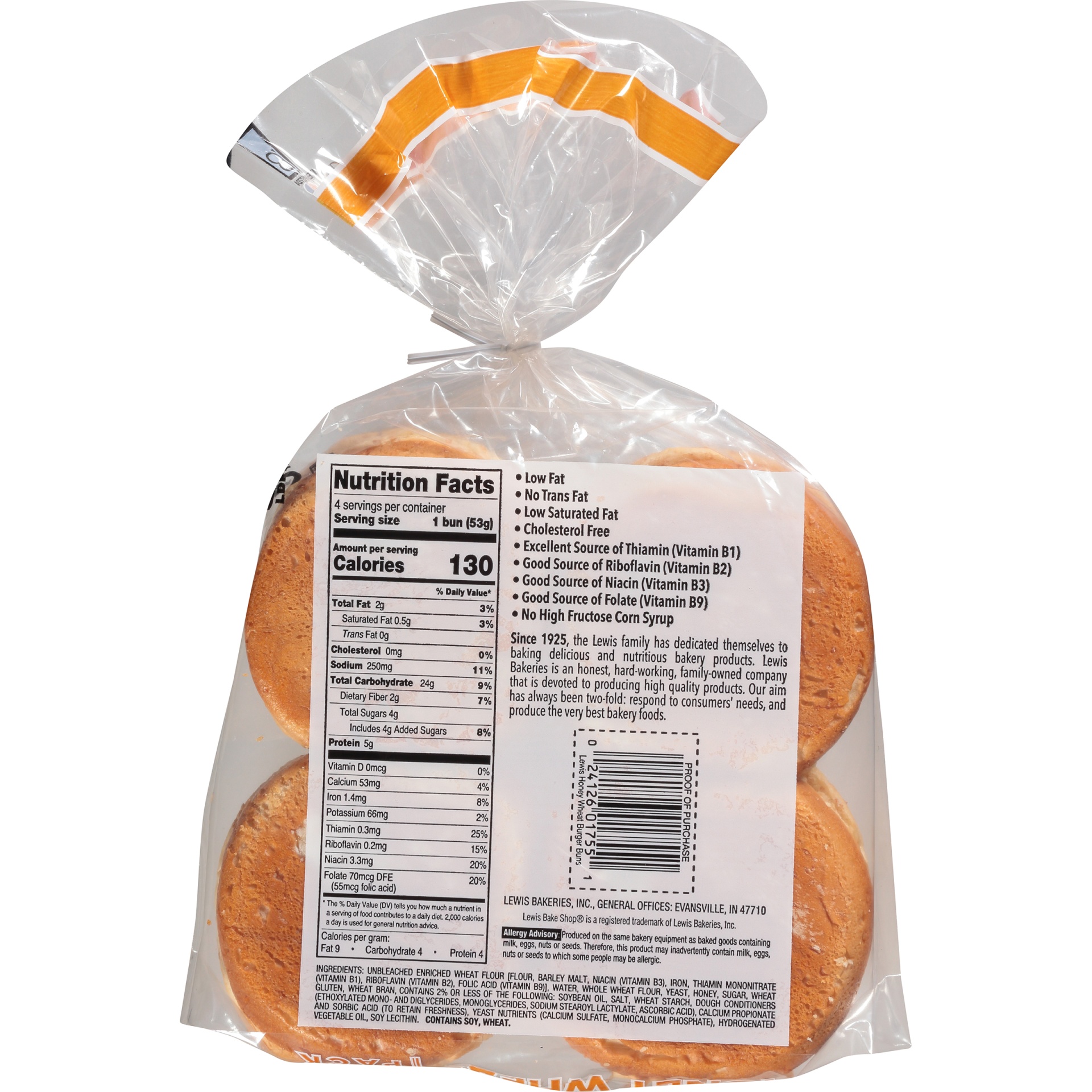 slide 6 of 8, Lewis Bake Shop Special Recipe 1/2 Pack Honey Wheat Burger Buns, 4 ct