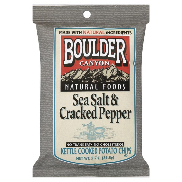 slide 1 of 1, Boulder Canyon Sea Salt And Pepper Kettle Chips, 2 oz
