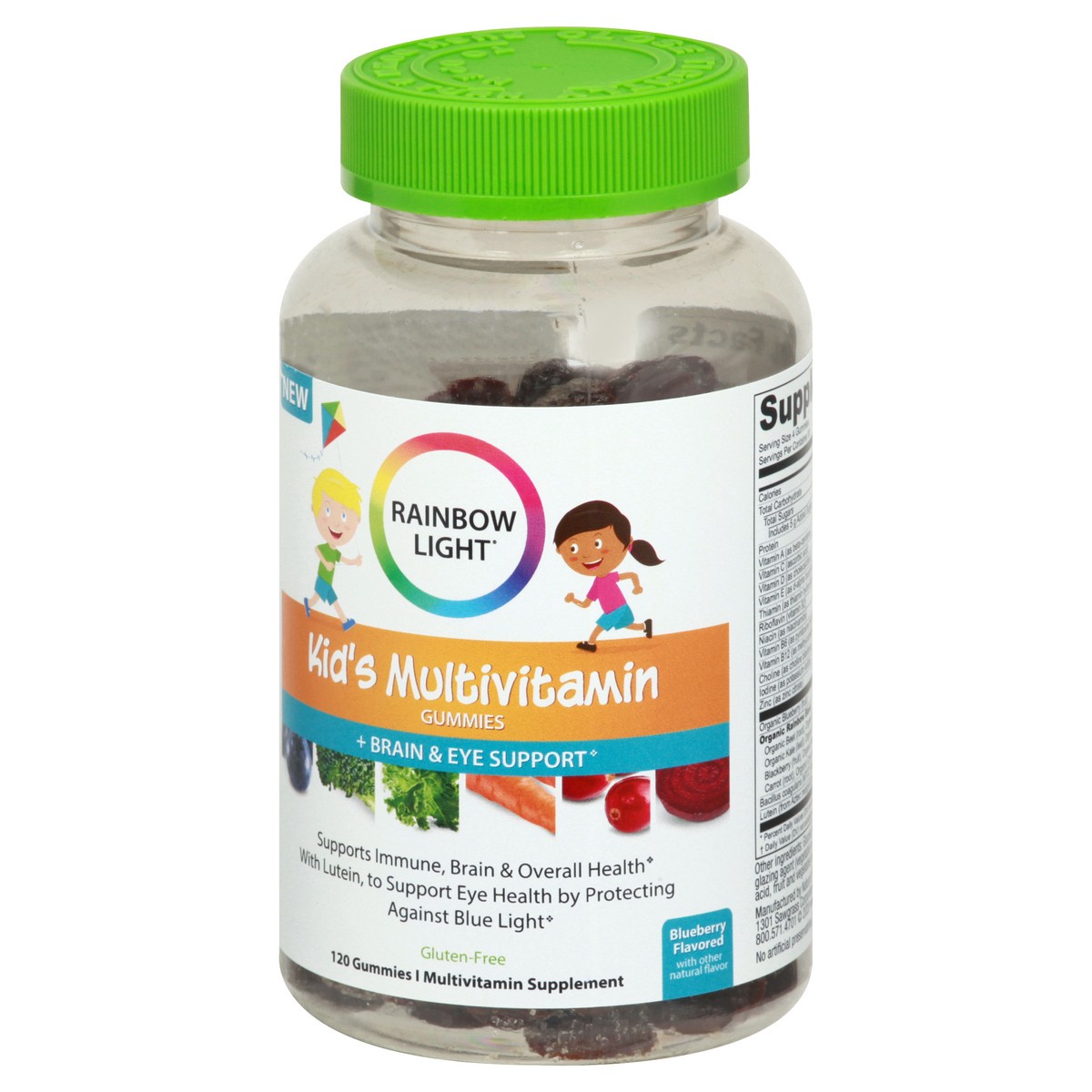 slide 2 of 10, Rainbow Light Kid''s Gummies Blueberry Flavored Multivitamin Supplement 120 ea, 120 ct