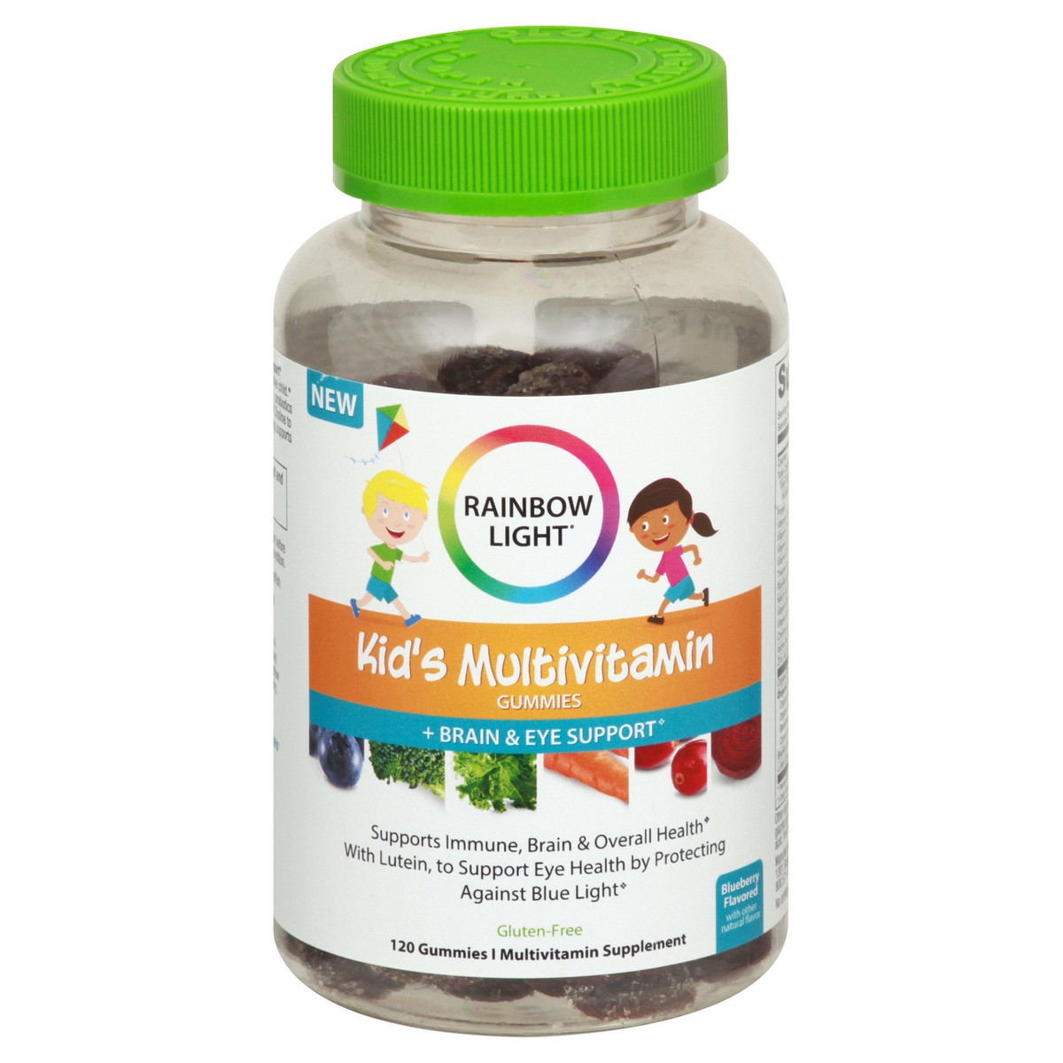 slide 1 of 10, Rainbow Light Kid''s Gummies Blueberry Flavored Multivitamin Supplement 120 ea, 120 ct